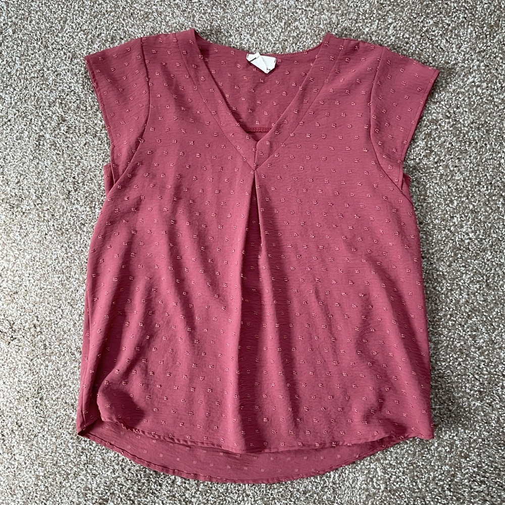 V-Neck Cap Sleeve Blouse